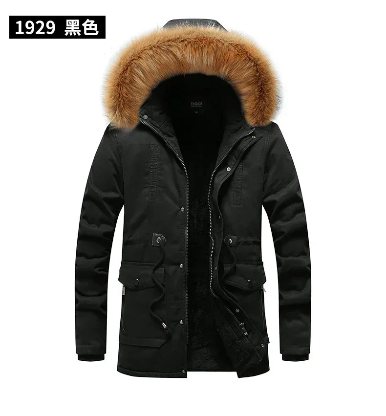 Camouflage Jacket Winter Hooded Velvet Thick Windproof Coat Men Warm Male's Medium-long Parkas New Mens Camo Parka Coat