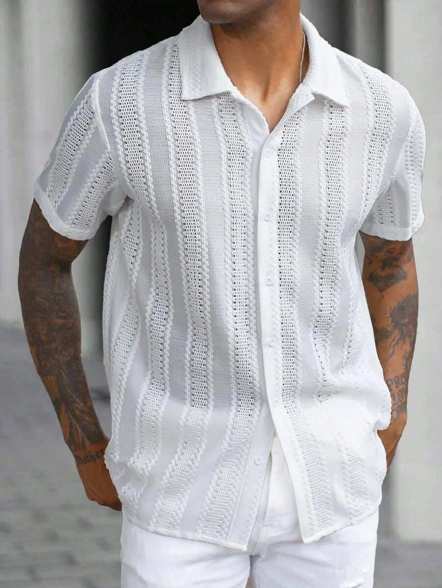Spring Summer Men's Sexy Short-sleeved Shirt, Outdoor Leisure Beach Men's Top Shirt, Party Casual Shirt  Shirts for Men