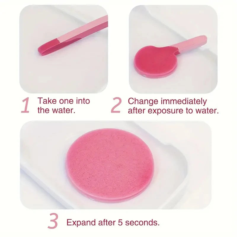 Compressed Facial Sponges with Storage Box Soft Cleansing Pads for Makeup Remover Reusable Round Face Wash Sponge Skincare Tool