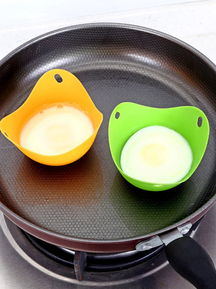 Hifuar 4pcs/set Silicone Egg Poacher Poaching Pods  Mold Bowl Rings Cooker Boiler Kitchen Cooking Accessories Pancake Maker