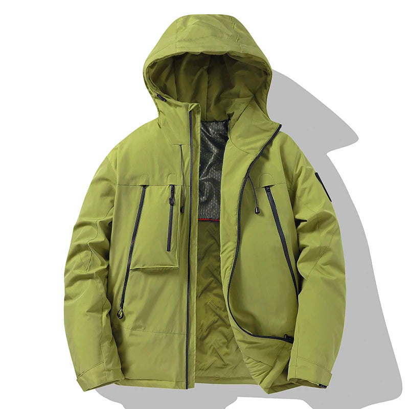 2024 New Winter Jacket Men Women Outdoor Ski Waterproof Graphene Warm Hooded Parka Male Street Casual Multi Pocket Padded Jacket