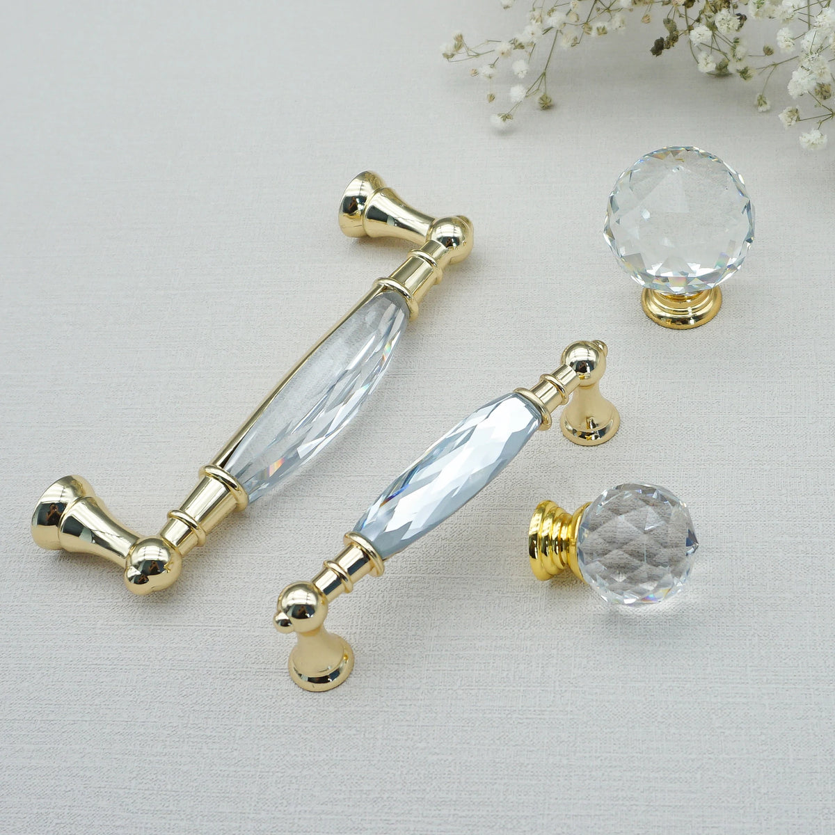 Gold Chrome Cabinet Handles Drawer Single Hole Knobs Luxury Wardrobe Dresser Pulls Modern Kitchen Accessories Furniture Hardware