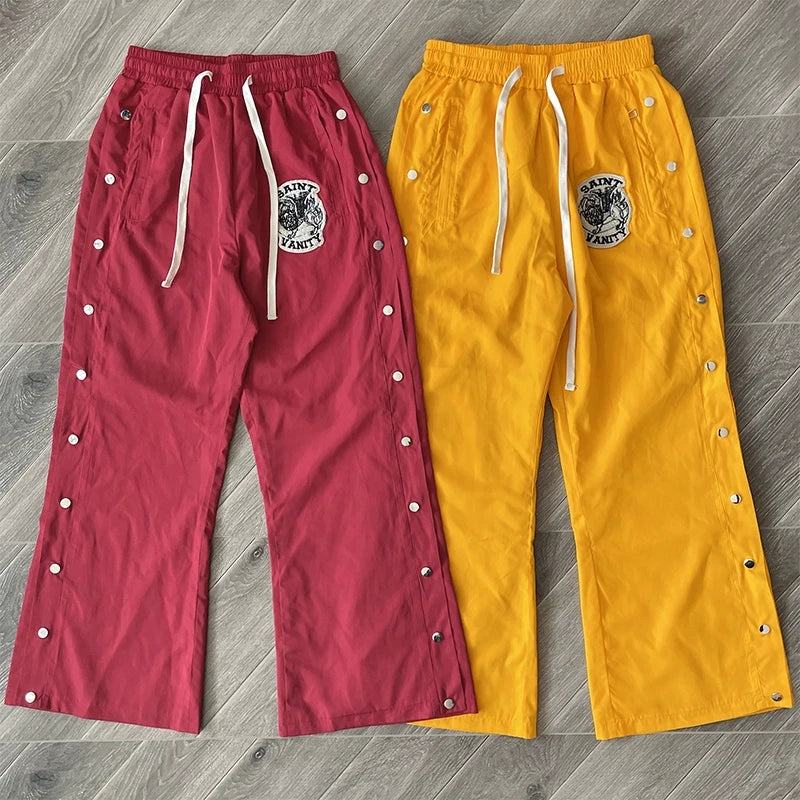 SAINT VANITY Embroidered Buckle Sports Sweatpants Jogger Men Women Drawstring Long Pants Trousers