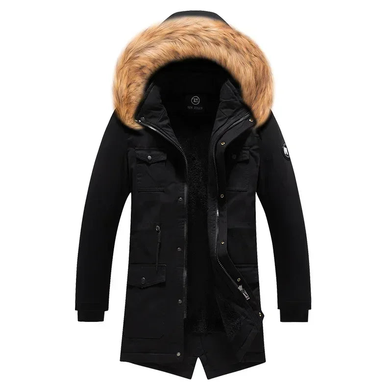 Camouflage Jacket Winter Hooded Velvet Thick Windproof Coat Men Warm Male's Medium-long Parkas New Mens Camo Parka Coat