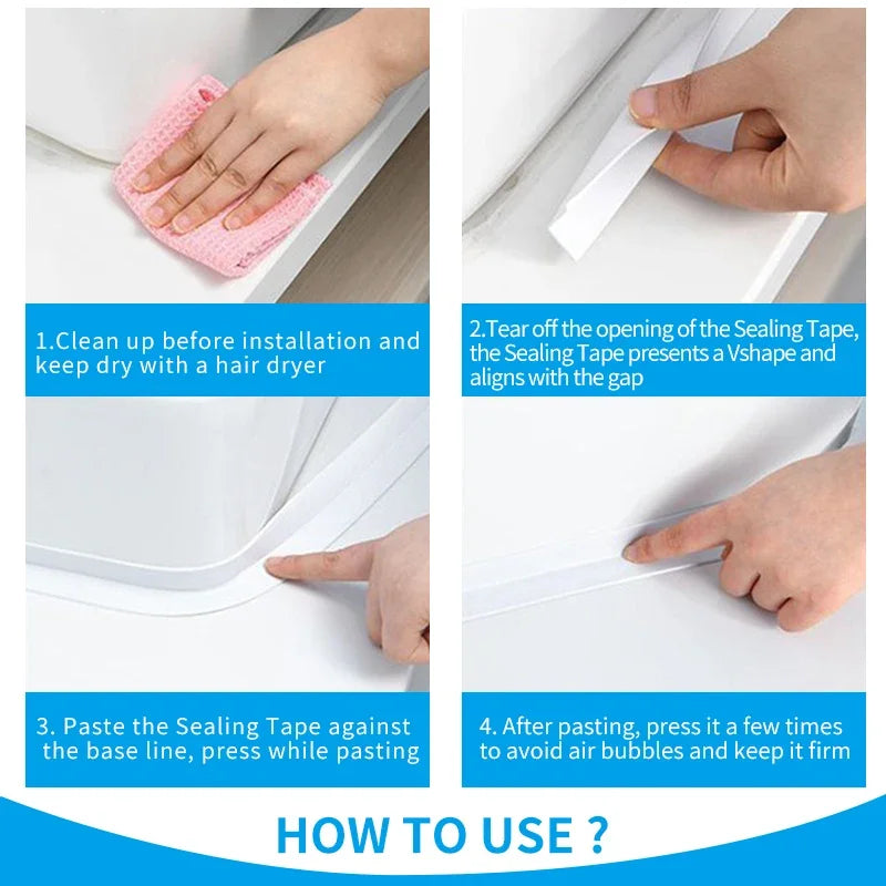 Shower Bath Sealing Tape Strips PVC Self Adhesive Waterproof Wall Stickers For Bathroom Kitchen Seal Caulk Strip Sink Mold Proof