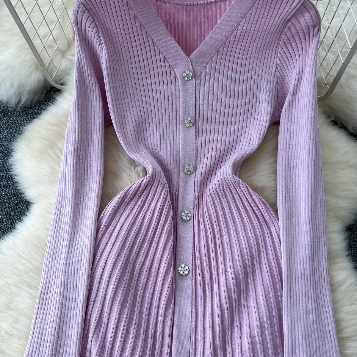 SINGREINY Autumn Knitting Sweater Dress Ladies V-Neck Single Breasted Full Sleeve Soft Slim Senior Knitted Casual Long Dress