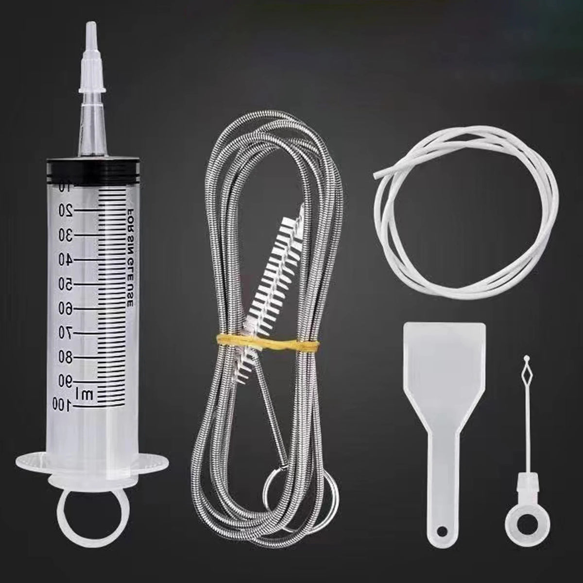 Refrigerator Drain Hole Desilter Cleaner Kit Kitchen Fridge Syringe Hose Dredge Drain Brush Unblocker Fridge Anti Clogging Kit