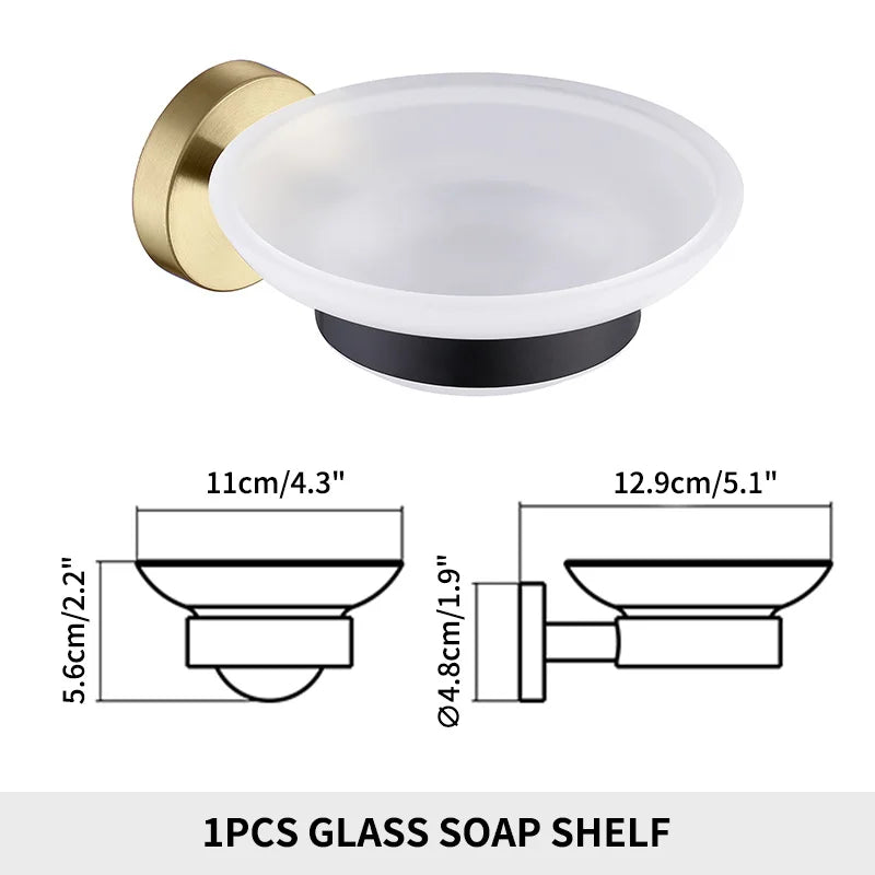Soap Dish holder for Kitchen Bathroom Accessories Wall Mount Soap Dispenser Soap Rack With Glass Dish Metal Soap Holder Gold