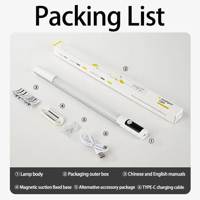 Motion Sensor Light Night Light USB Type C Rechargeable Lights Cabinet Lights For Kitchen Remote control Digital display LED