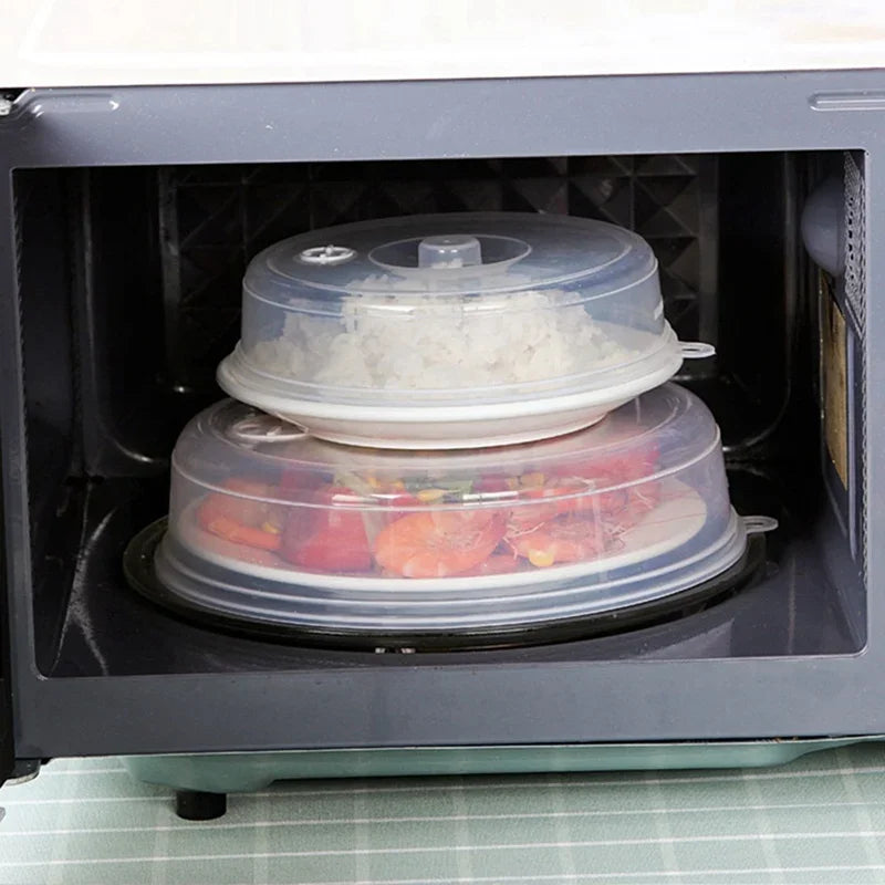 Large Microwave Splatter Cover Lid with Steam Vent Fresh Keeping Kitchen Stackable Sealing Disk Cover Universal Plate Bowl Cover