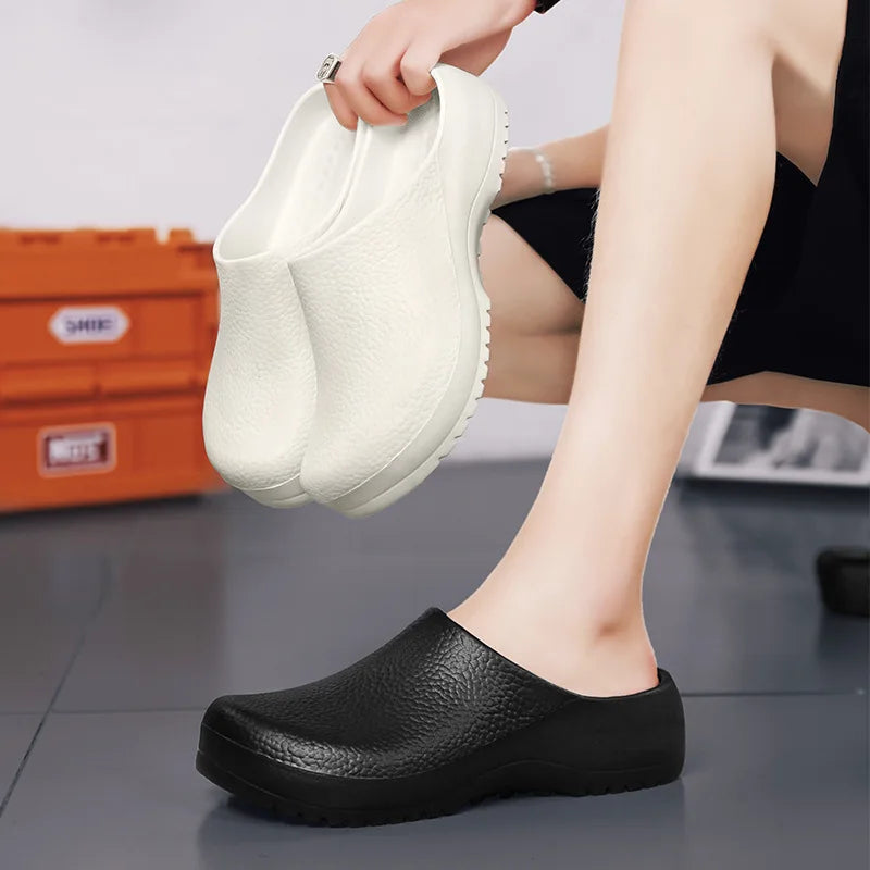 Eyriphy Kitchen Waterproof Slippers For Men Work Garden Shoes Non-Slips Rubber Mules Mens Fishing Slides Casual Cozy Home Sandal
