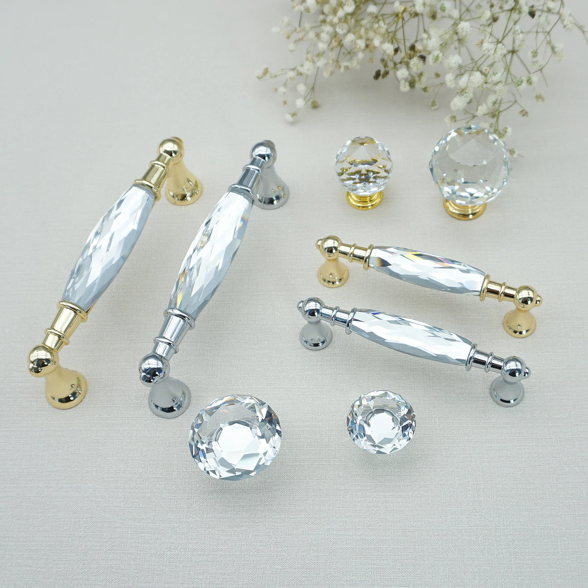 Gold Chrome Cabinet Handles Drawer Single Hole Knobs Luxury Wardrobe Dresser Pulls Modern Kitchen Accessories Furniture Hardware
