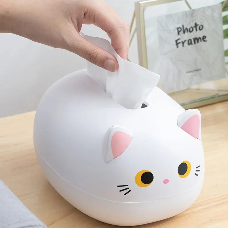 Kawaii Cat Tissue Box Kitchen Napkin Storage Box Wc Paper Container Desktop Toilet Paper Holder Nordic Style Home Decoration