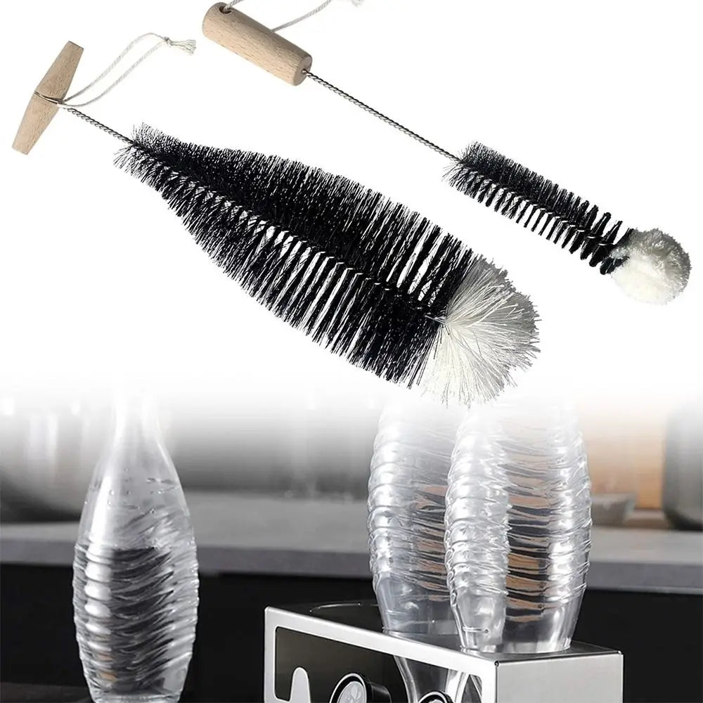 Soda Stream Bottle Brush With Beechwood Handle Glassware Jars Cleaner Kitchen Cleaning Tool Drink Bottle Cup Cleaning Brush