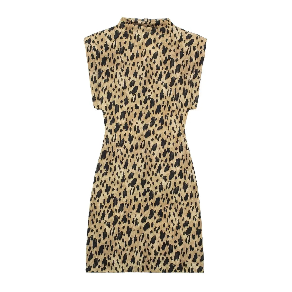 TRAFZA 2024 Woman Chic V-Neck Sleeveless Backless Slim Beach Party Dress Women Summer Vintage Leopard Fold Print Long Dress