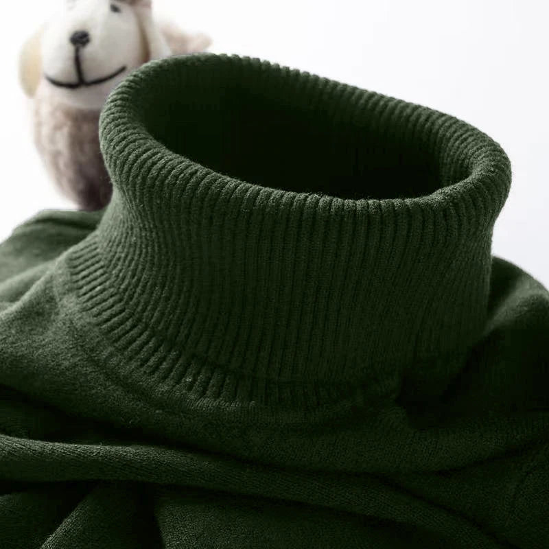 Mens Turtleneck Sweater Slim Fit Knitted Casual Pullover Lightweight Ribbed Long Sleeve Sweaters Autumn Solid Color Streetwear