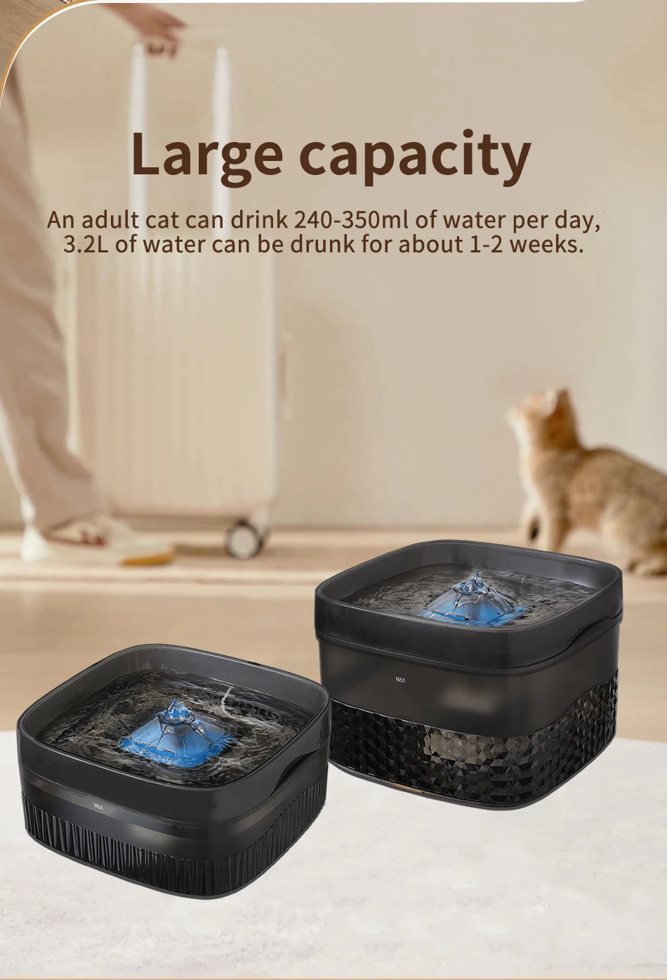 Large-Capacity Pet Water Fountain Large Dog Drinking Bowl with Ultra-Quiet Pump for Multiple Cats or Dogs Pet Drinking Dispenser