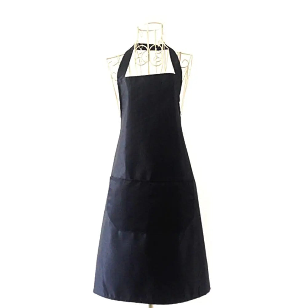 Polyester+ Cotton Blend Sleeveless Apron  Black Red Coffee Orange Anti-wear Cooking Kitchen Bib Women Men Aprons With Big Pocket