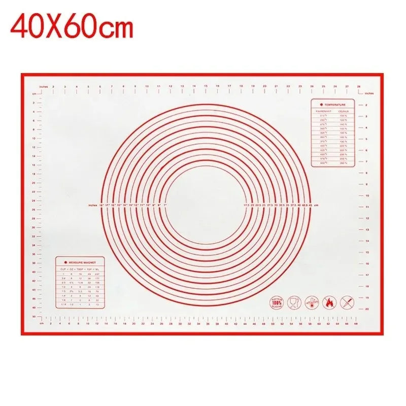 BUYYES 1PCS White And Red Kneading Mat Silicone Baking Mat Pizza Cake Dough Maker Kitchen Cooking Grill Gadget Baking Utensils