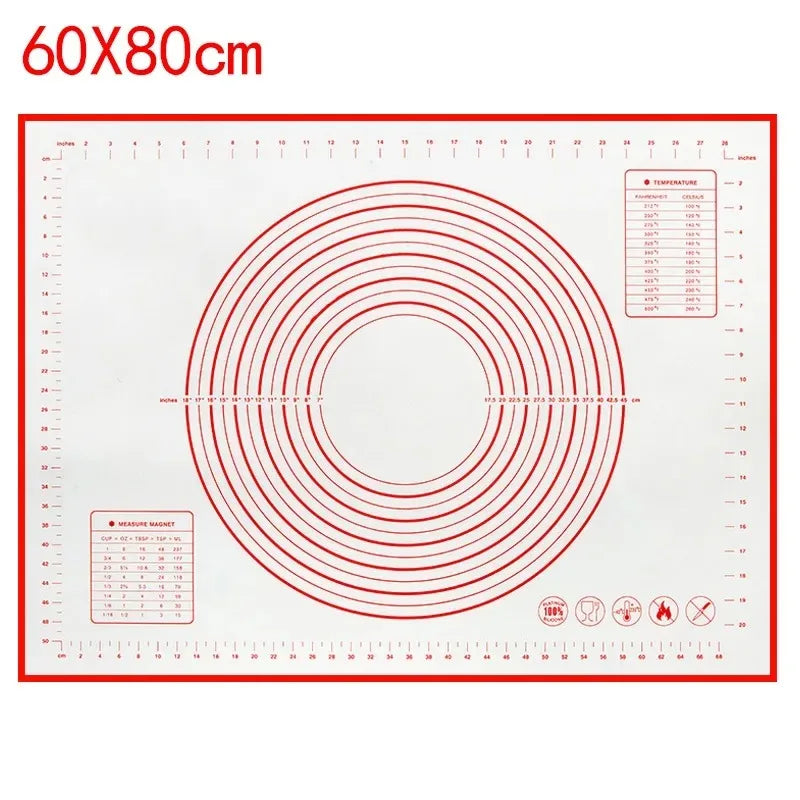 BUYYES 1PCS White And Red Kneading Mat Silicone Baking Mat Pizza Cake Dough Maker Kitchen Cooking Grill Gadget Baking Utensils