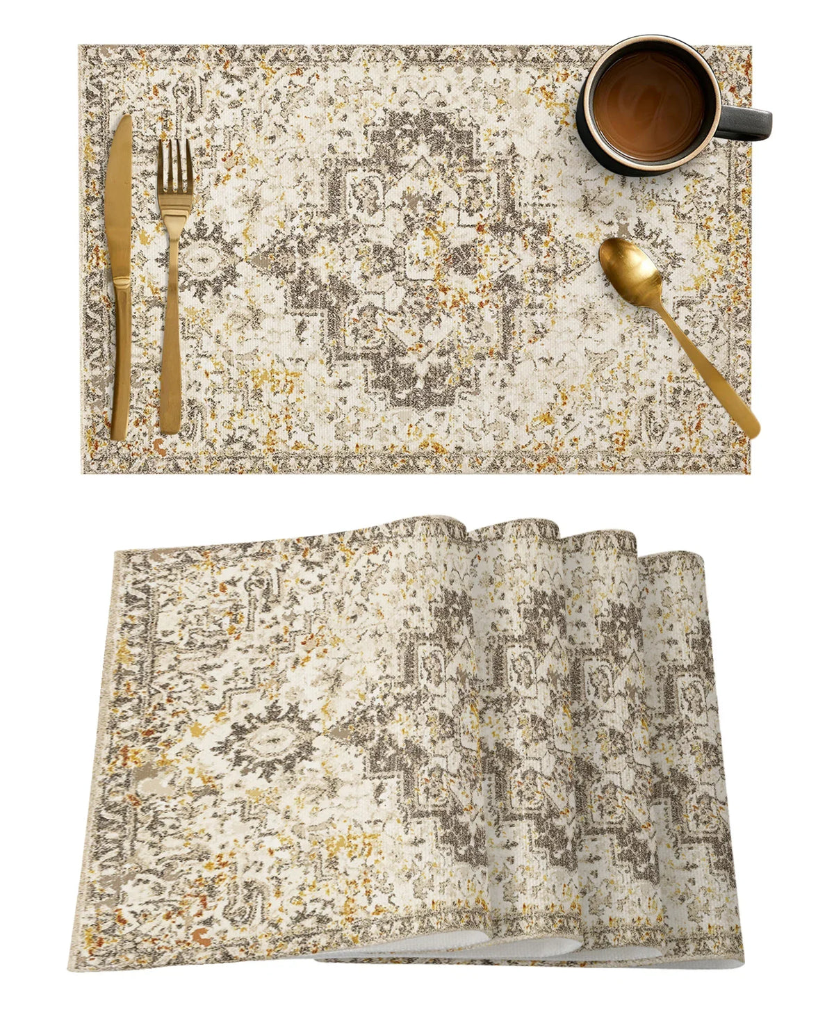 1Pcs Placemat Persian Rug Table Mat For Dining Table Kitchen Accessories Coffee Tea Coaster