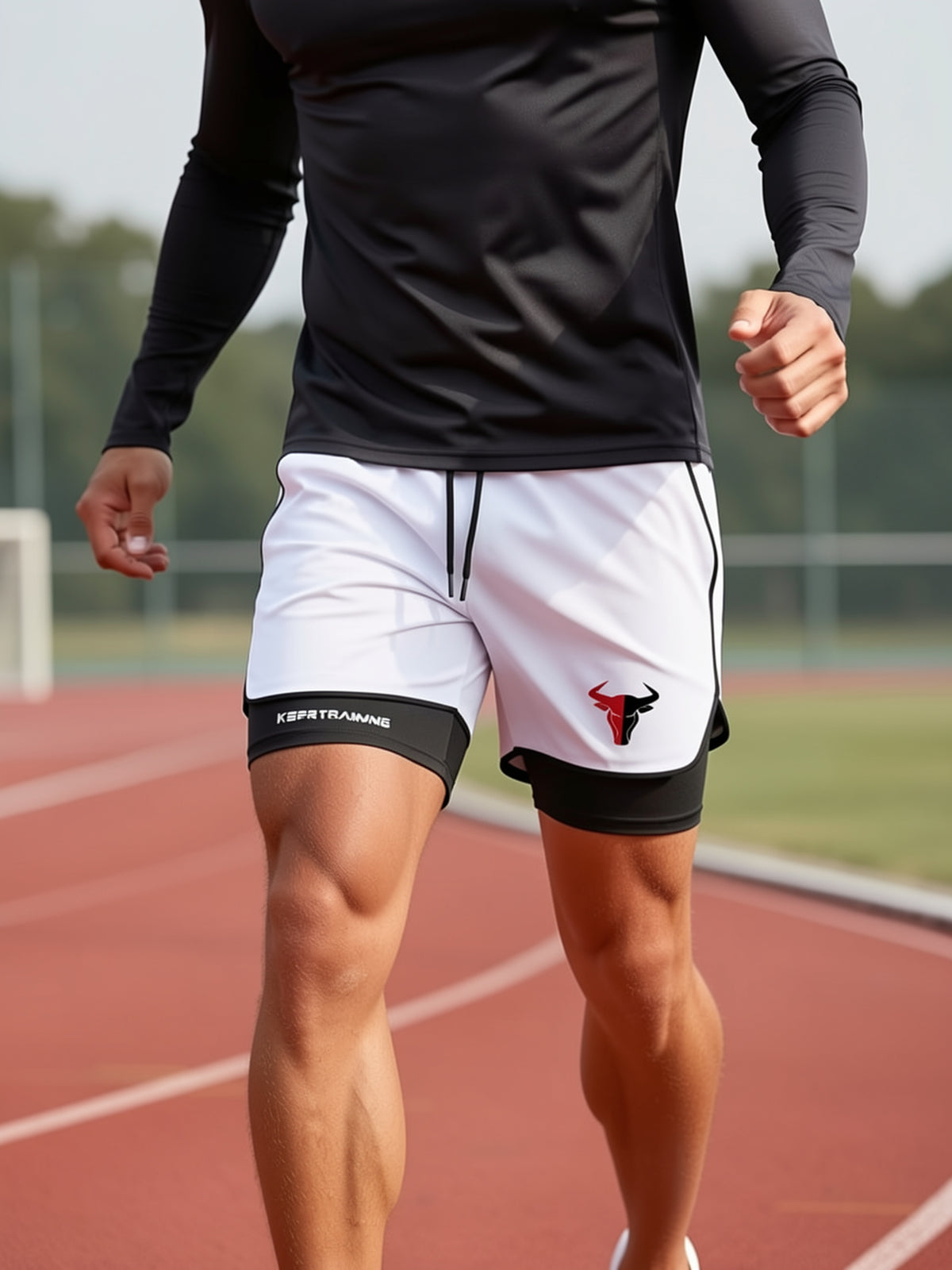 Men's Quick-Dry Double-Layer Sports Shorts with Built-In Pocket and Towel Hanging Loop | Breathable Athletic Shorts Suitable for Training, Jogging, and Fitness, an Essential for Daily Wear