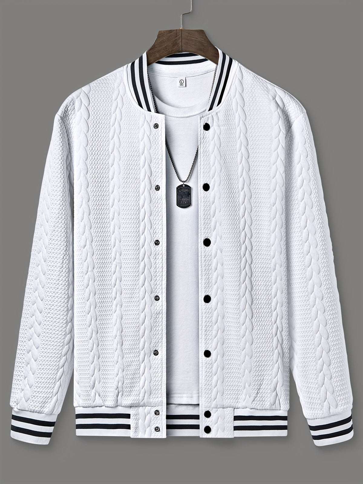 Men's White/Black/Beige (or Grey) -like Collar Blazer Jacket - Single-Breasted Button Closure, Machine-Washable Casual Winter Outerwear, No, Versatile for Smart-Casual & Formal Events (No Dry Clean) - (S