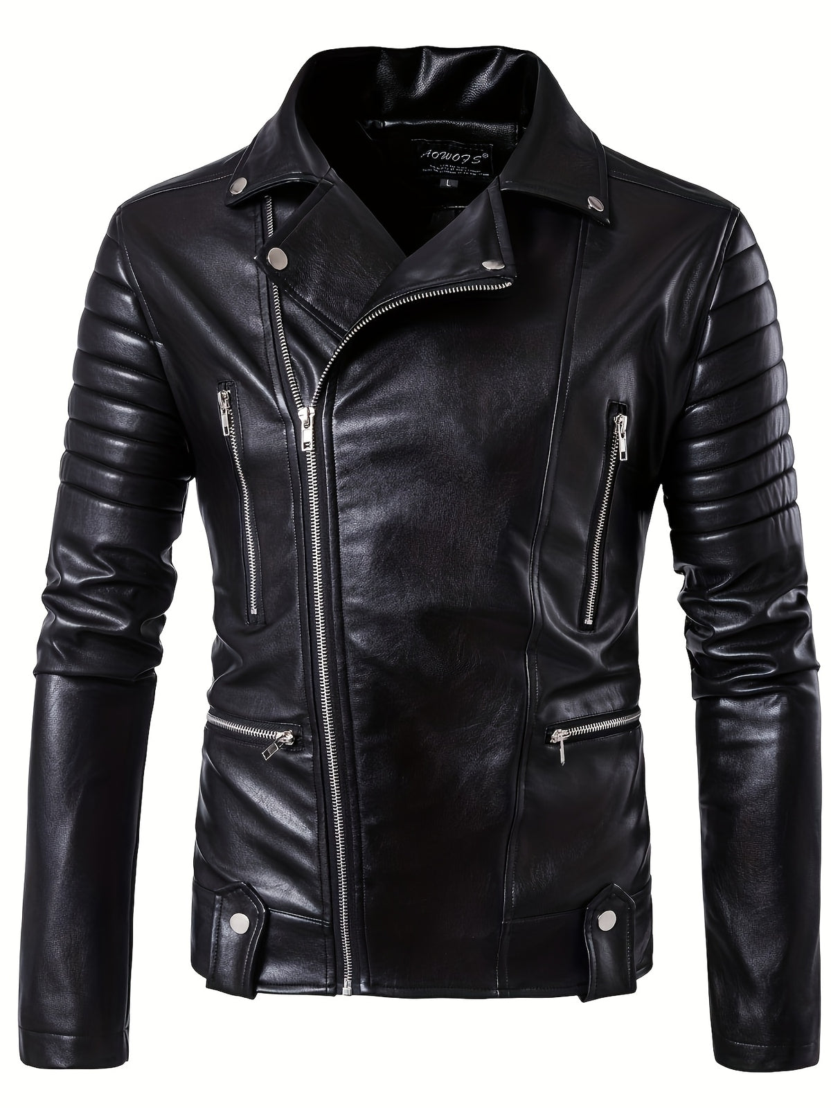 Men's Motorcycle Jacket - Slim Fit Heavy-Duty Biker Coat with Full-Zip Closure, Stand Collar & Zippered Pockets - Windproof Motorcycle Riding Jacket for Men (Black) - Ideal for Casual & Formal Wear - Easy-Care Lining - Long Sleeve Soft Shell Jacket with
