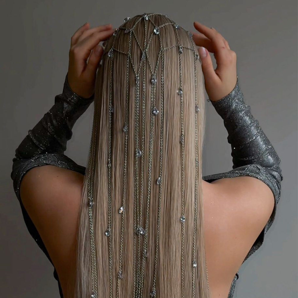 1pc Elegant Rhinestone Hair Band with Cascading Tassels & -Adorned Chains - Sparkling Princess Tiara Headpiece for Women, Formal Events, Prom, Weddings, Parties - Versatile Hair Accessory for Everyday or Special Occasions - Luxurious Rhinestone Hair Crow