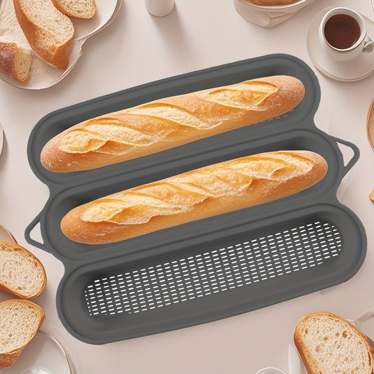 French-Style Silicone Bread Bakeware - Elliptical Loaf Pan for Artisan Breads, Challah & Christmas Bread Baking, Non-Stick Easy Release for & Professional Ovens