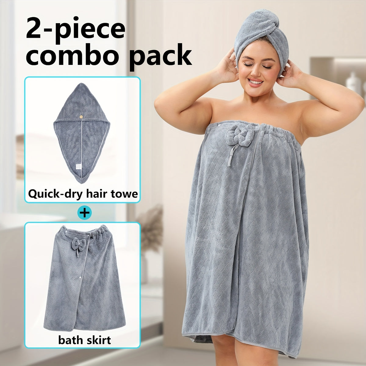 2pcs Set 81*220cm/81*170cm 350gsm Suitable for S-XXXXL Adjustable Extra Large Bathrobe + Hair Dryer Cap European Style Candy Color Thickened Bathrobe Suitable for Home Travel Sauna Spa 31.89*86.61in/31.89*66.92in, Wash Cloths, Bath Towels, Towel, Wash Cl
