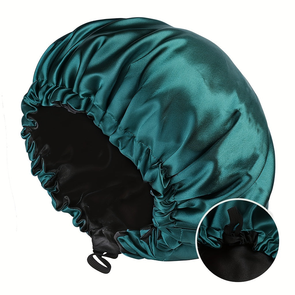 [Satin Sleep Bonnet] Double Layer Satin Bonnet For Sleeping - Adjustable Bonnet For Curly Hair - Large Satin Lined Sleep Cap For Women