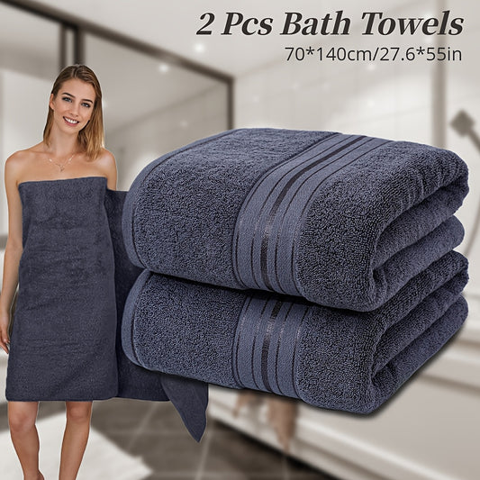 2pcs Bath Towels, 70*140cm/27.6*55in, Solid Color, 400GSM, Soft and Absorbent Cotton Towels in Various Colors, Quick-Dry, Comfortable for Bathroom and Hotel Use, Wash Cloths