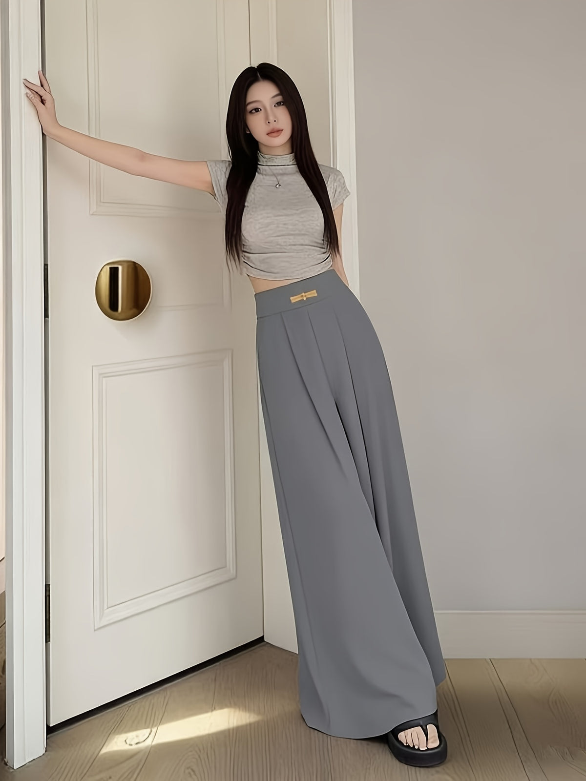 Yamamoto Skirt Pants Women's Summer New Fashionable and Versatile Outerwear High Waist Hanging A-line Skirt Casual Wide Leg Straight Leg Pants Skirt