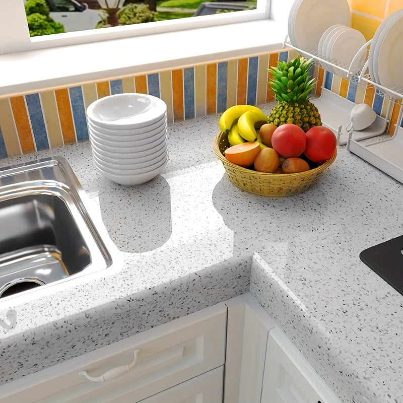 of White Marble Contact Paper - Easy Peel & Stick Waterproof Vinyl Wallpaper, 39.88cm x 299.72cm for Kitchen Cabinets, Tabletops & Furniture Renovation, Bohemian Style with Sparkling Vein Design, Marble Wallpaper, Kitchen Countertop Decoration, Modern Ki