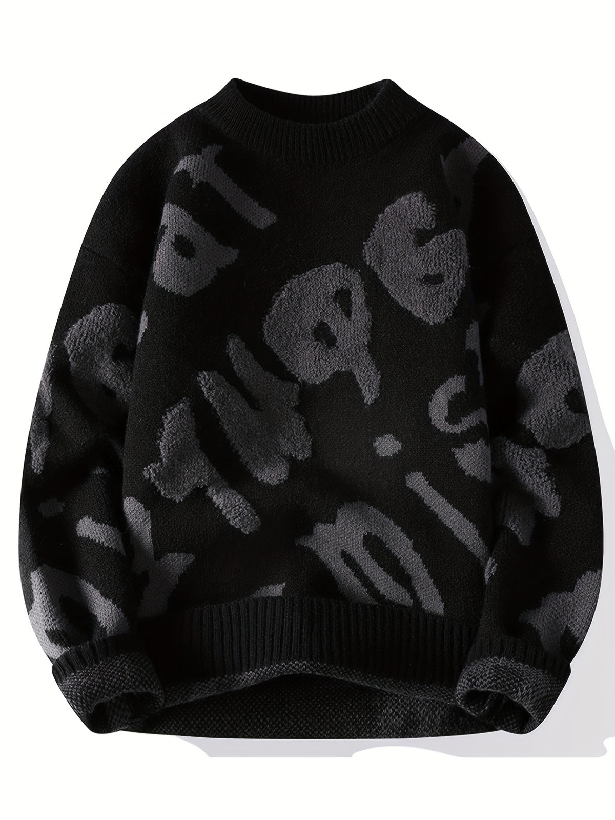Men'S Cozy Black Knit Sweater with "I'm a Proud Dad" Graphic - Casual Crew Neck, Long Sleeve Pullover for Fall & Winter, Comfortable and Stylish, Winter Apparel | Casual Style | Knit Construction