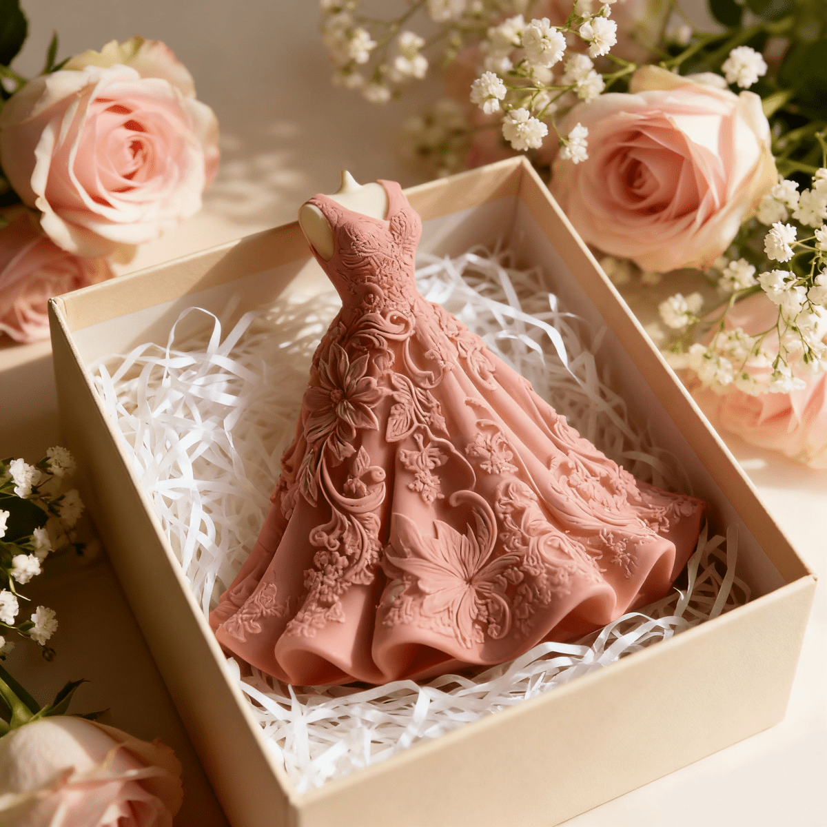 3D Wedding Dress Silicone Mold for Candle Making, Resin & Plaster Crafts - Reusable Lace Wedding Dress Demoldable DIY Mold, Irregular Shape for Wedding Candles, Romantic Handmade Gifts & Bridal DIY Projects