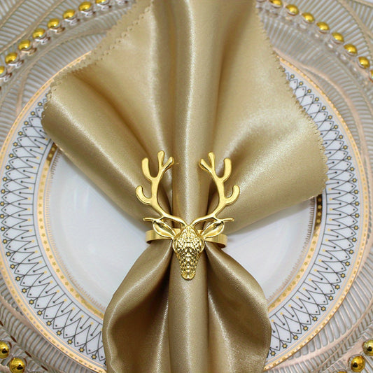 6pcs Set Vintage Elegant Deer-Shaped Iron Napkin Rings - Ornate Deer Table Holders for Wedding, Banquet, Party Table Settings - Heavy-Duty Durable Table Decor for Napkins, Menu Cards, Place Settings (Compatible with Modern & classic