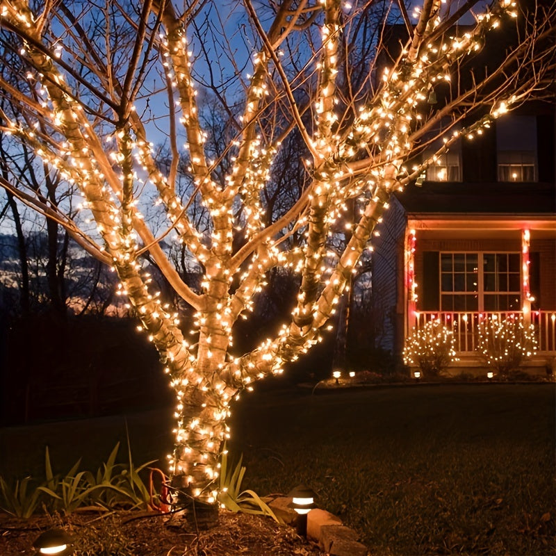 1pc Solar String Lights 72ft 22m 200LEDs 8 Lighting Modes Solar Powered Outdoor Lighting Christmas Fairy Lights for Xmas Tree Garden Homes Ambiance Wedding Lawn Party Decor, Holiday Decorations, Festive Ambiance, Ambient Lighting, Decorative Lighting, En