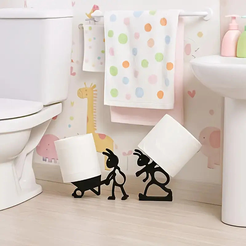 2pcs Ant-Shaped Tissue Holder | Cute Modern Animal Design, Minimalist & Practical Style | Durable Material, No-Drill Installation, Tool-Free Setup | Space-Saving Organizer for Bathroom/Kitchen Rolls, Countertop/Cabinet Use | Rustproof & Scratch-Resi