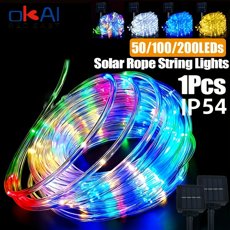 1pc solar rope tube light, 8 lighting modes, LED fairy ring, suitable for DIY decoration, perfect for courtyard, garden, terrace, fence, tree, trampoline, wedding, birthday party, Christmas decoration, light string that meets 11 holiday needs