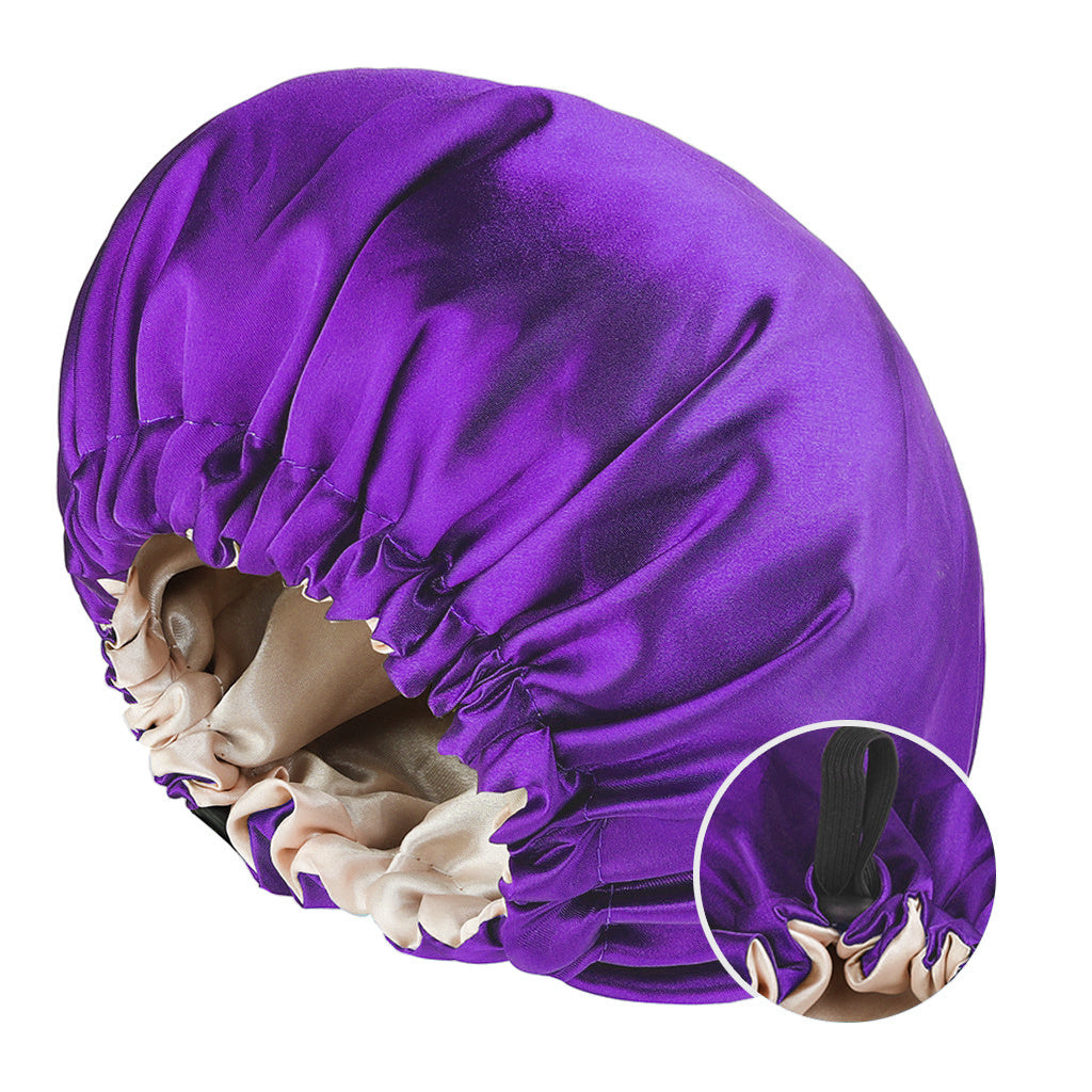 [Satin Sleep Bonnet] Double Layer Satin Bonnet For Sleeping - Adjustable Bonnet For Curly Hair - Large Satin Lined Sleep Cap For Women