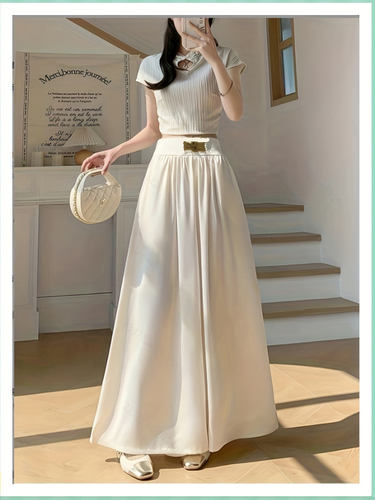 Wide-leg Pants for Women in Summer Thin High Waist Small Drooping Casual Cool Pants Slim and Versatile Straight Pants Skirt Pants