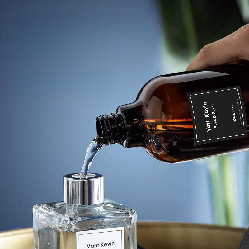 500ml Large Bottle Reed Diffuser Refill - Water-Soluble Essential Oil Blend with Rose, Jasmine, Lavender, Peach, Lemon, Sage, and More - Ideal for Home, Bedroom, and Hotel Use - Enhances Air Freshener and Ambiance, Bedroom Fragrance, Elegant Label Design