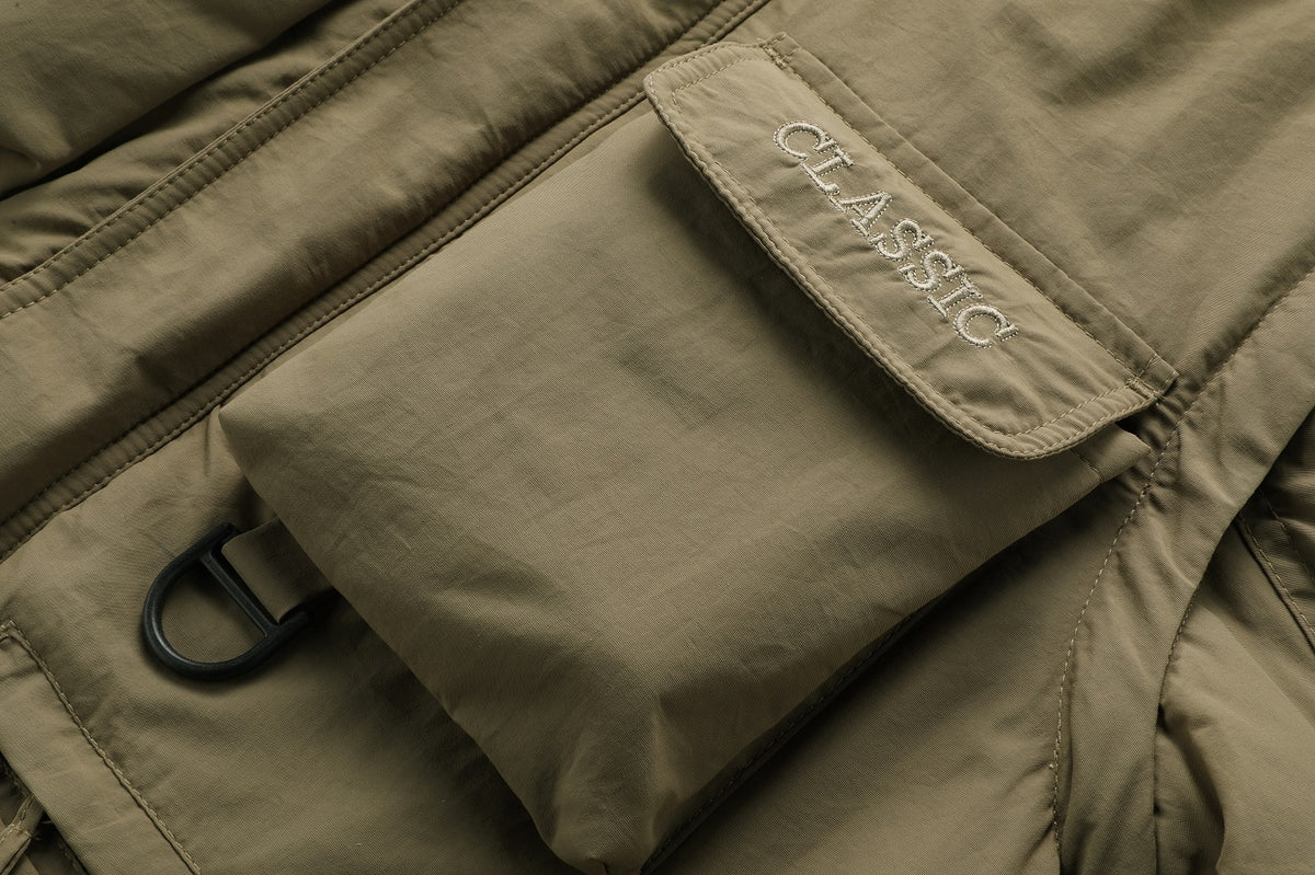 WarmthMax Cargo Jacket for Men - Fleece Lined, Removable Hood, Military Style, Water Resistant, Breathable, and Adjustable Fit for Outdoor Activities