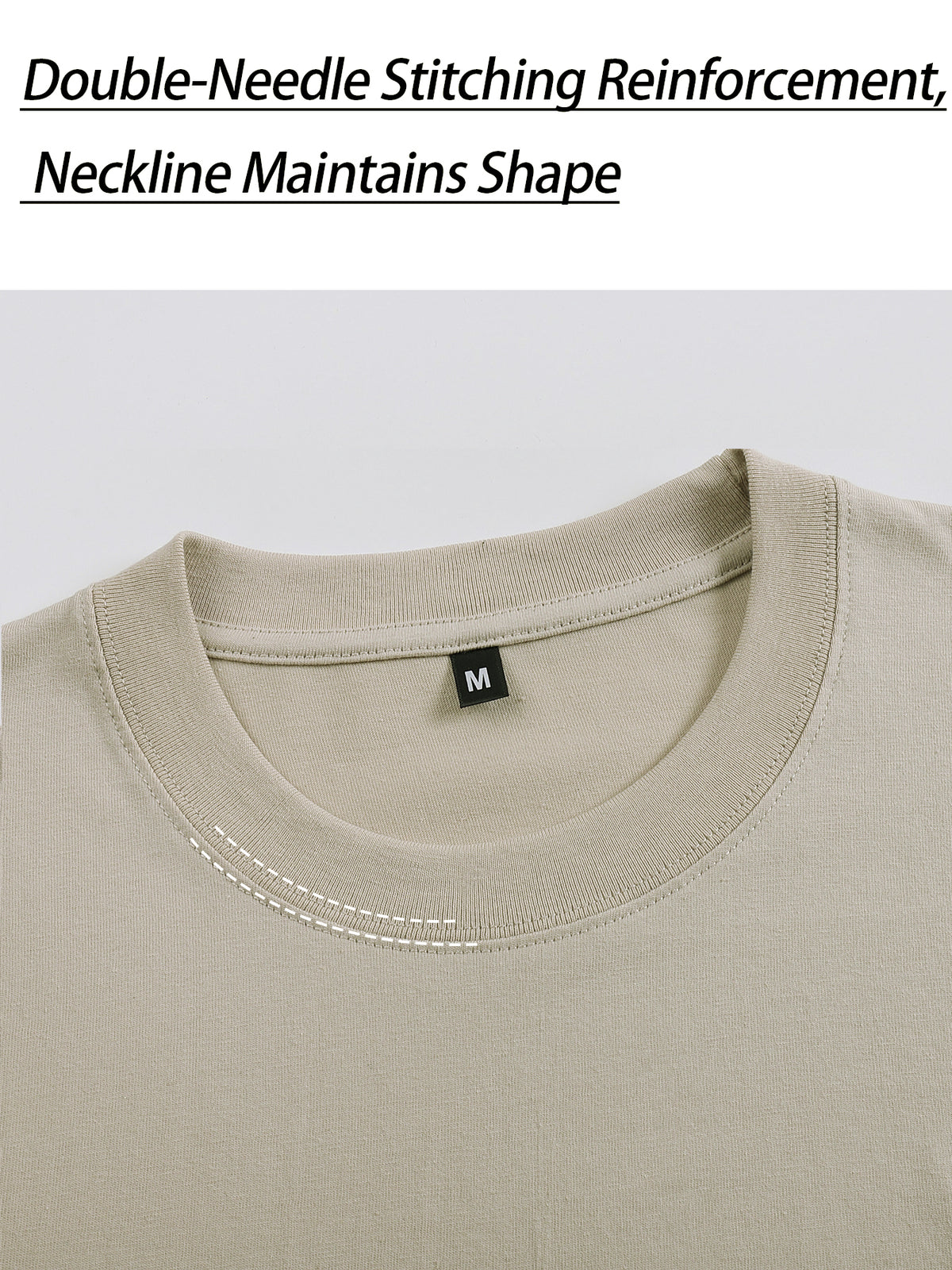 Men's 100% Cotton T-Shirt with Logo Print (-like Design) - White Short Sleeve Round Neck Casual Shirt, Beige Minimalist Branding Tee for Casual Attire, Machine Washable & All-Season Fit