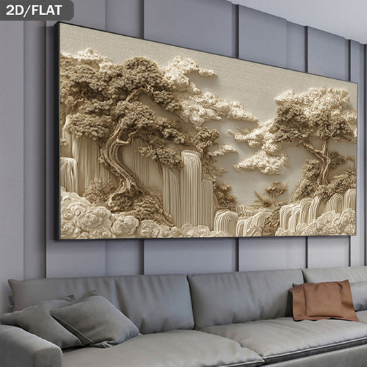 1pc Large Frameless Marble Waterfall Canvas Wall Art - 39.37"x78.74" (100x200cm) Modern Marble & Waterfall Landscape Painting, Frameless Minimalist Print for Living Room, Bedroom - Stone Texture, Marble Pattern Poster Decor, 2D Flat