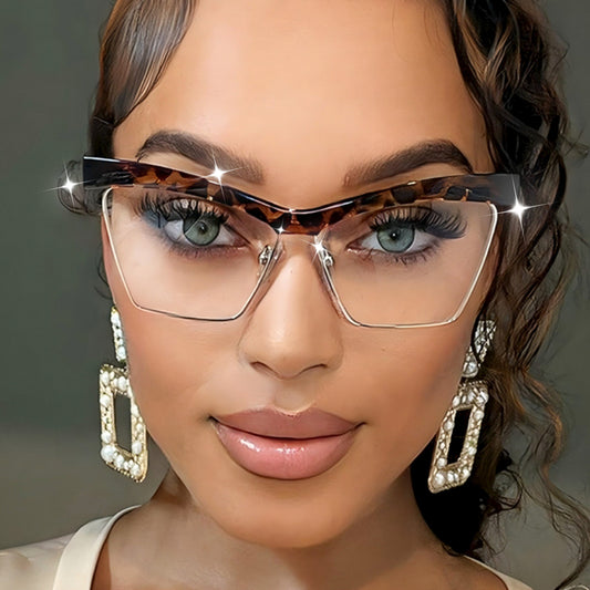 CABECADE Y2K Cat-Eye Glasses - Non-Prescription Glasses for Women & Men, Clear/Non-Prescription Lens, Non-Prescription Glasses with Clear/Non-Prescription Lens, Full-Rim Round/ Oval/ Square/ Rectangular Frames, Non-Prescription Eyewear for Glasses - Brow