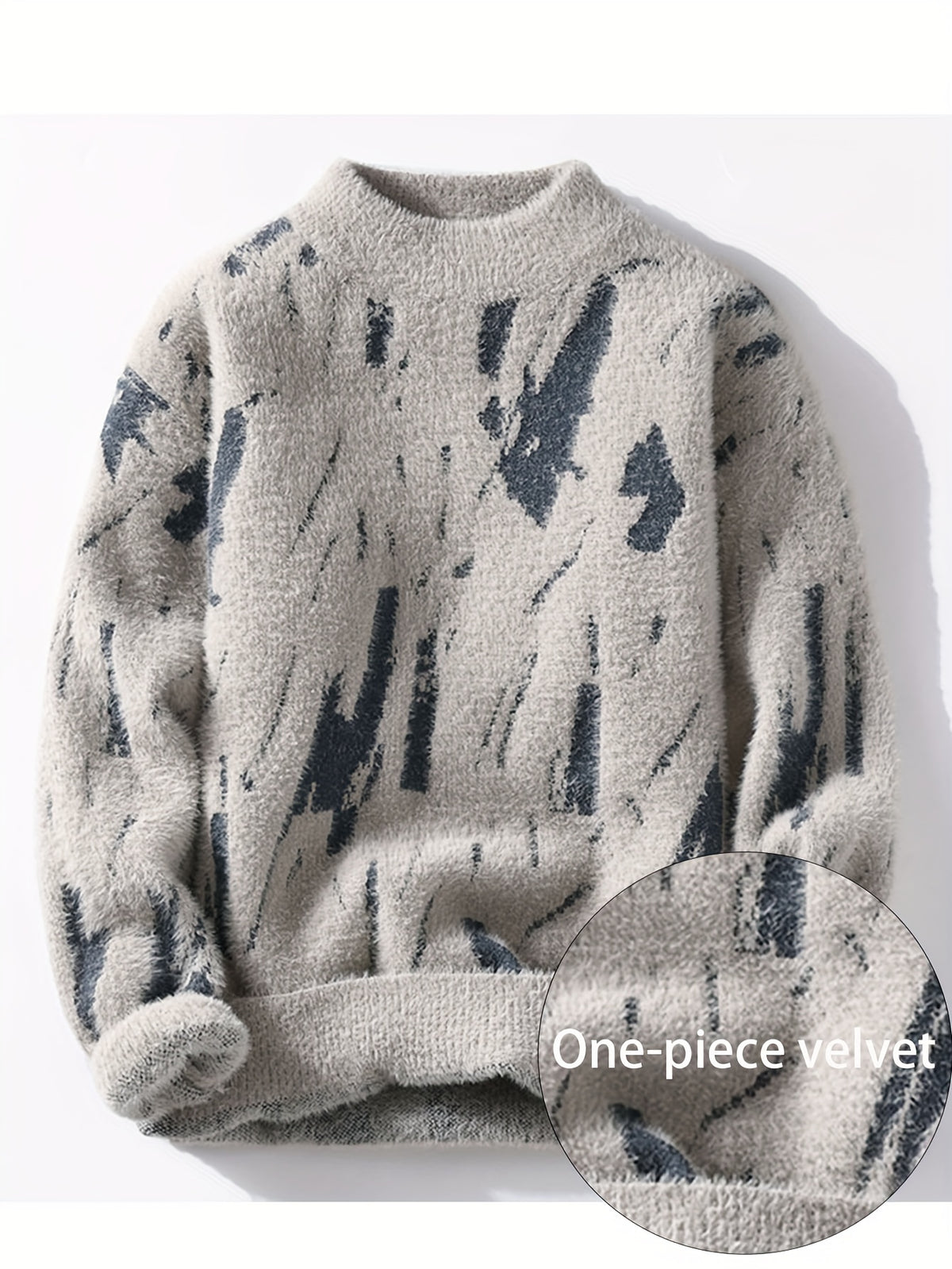 Men'S Casual Crew Neck Pullover Sweater - Long Sleeve Knitted Fabric Top with Color Block Design, Fall/Winter Warmth, Acrylic Blend (50% Acrylic, 30% Polyester, 20% Nylon) - SENMEIGUO