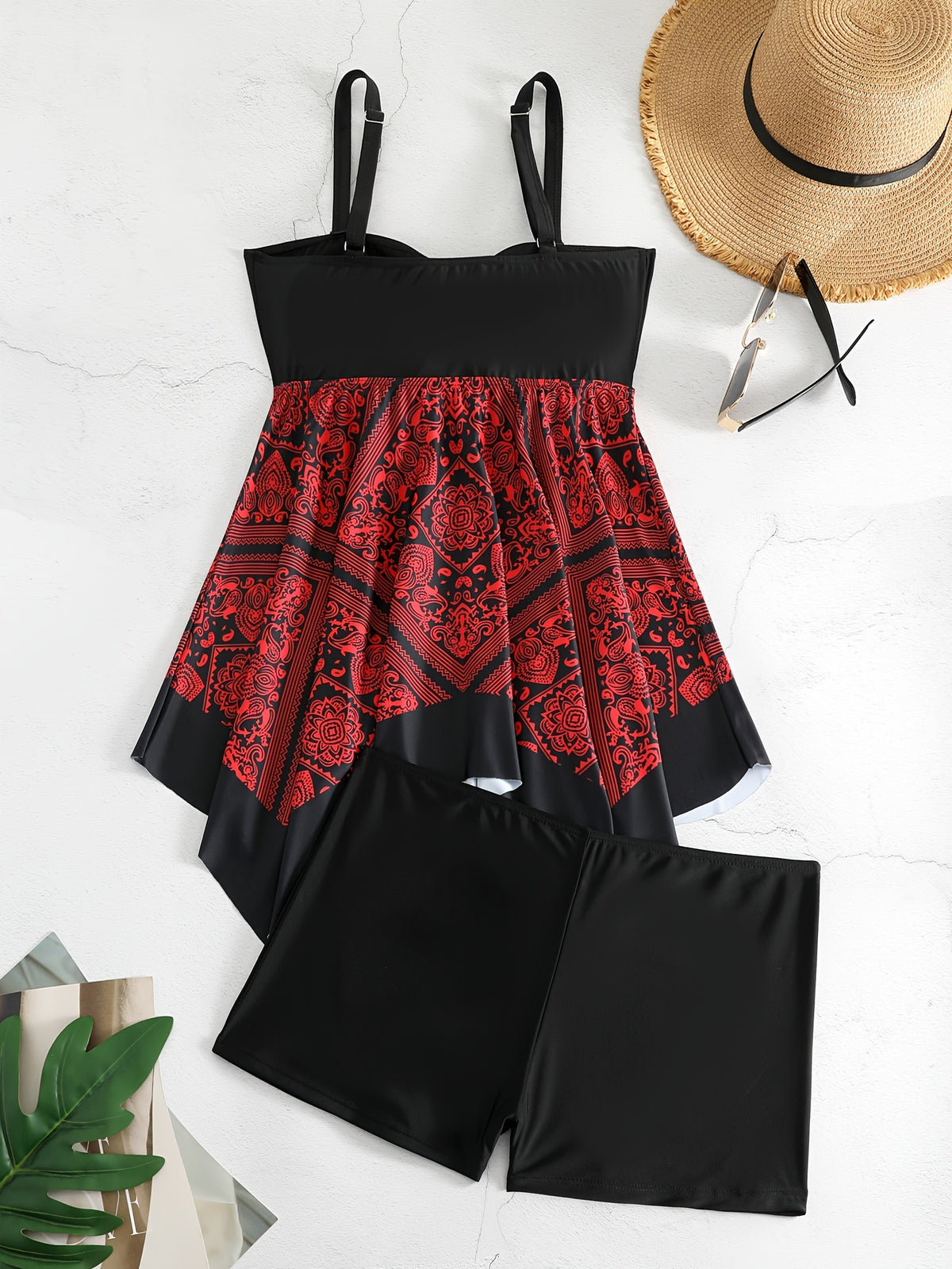 Plus Size Women's Printed One-Piece Swimsuit, Sexy Print Swimwear
